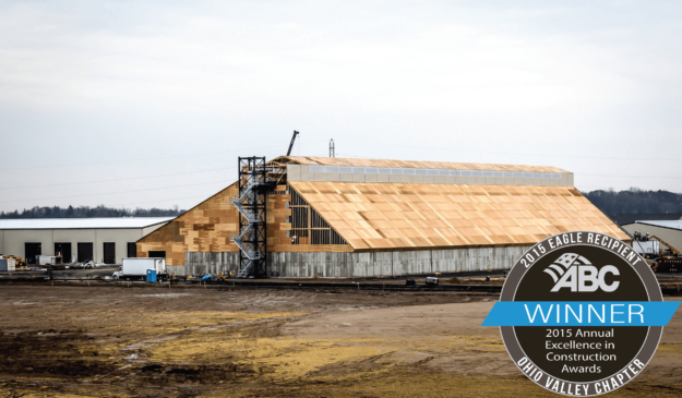 Feature-01-01 Construction of large warehouse. Labeled 2015 ABC EIC Eagle Award winner.