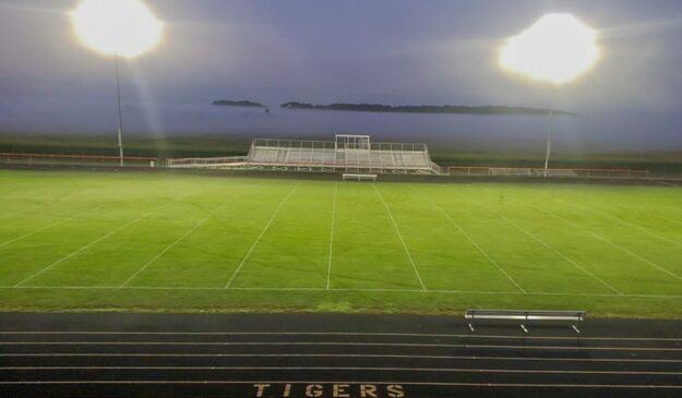 Football field at west liberty schools with new lighting